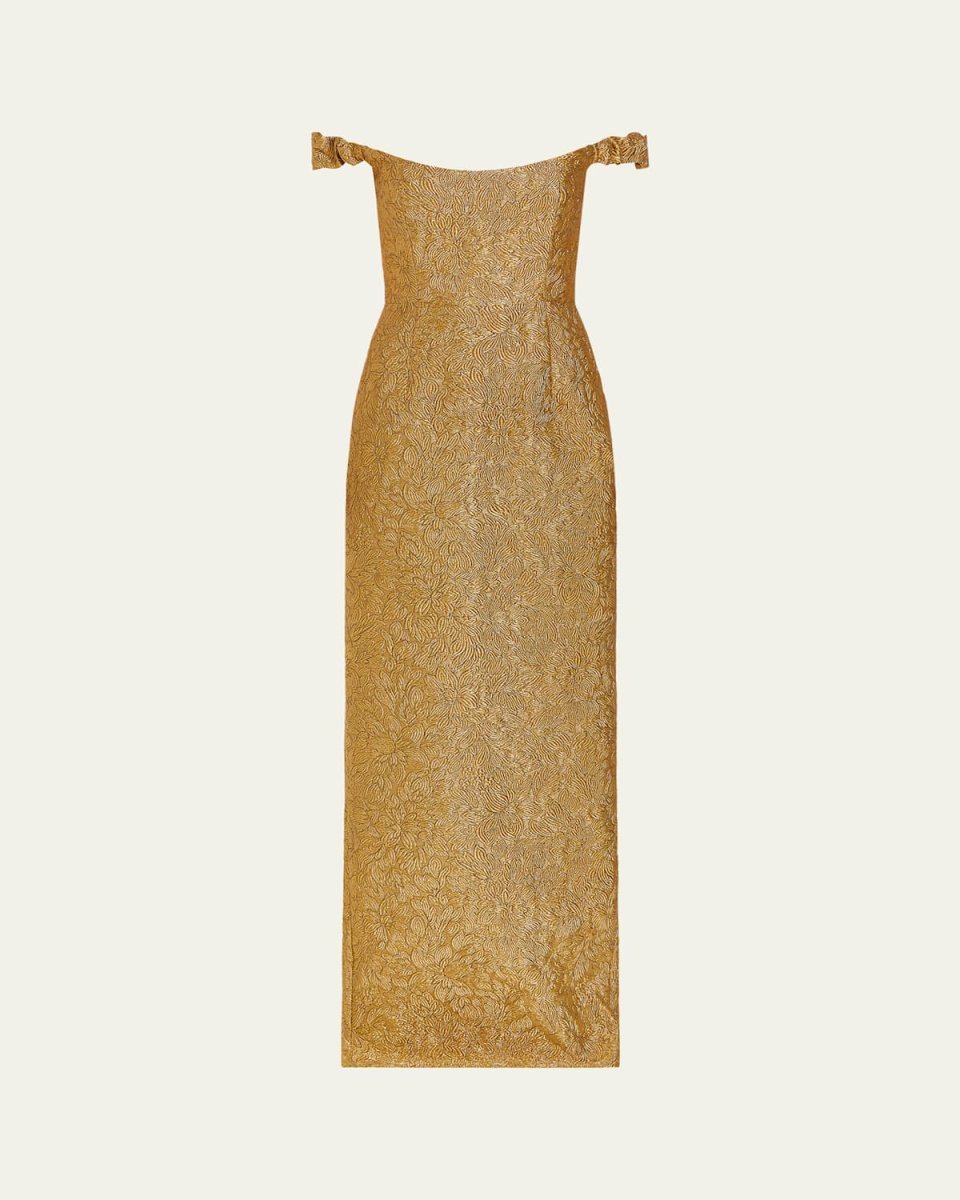 Yolanda Off-Shoulder Brocade Gown